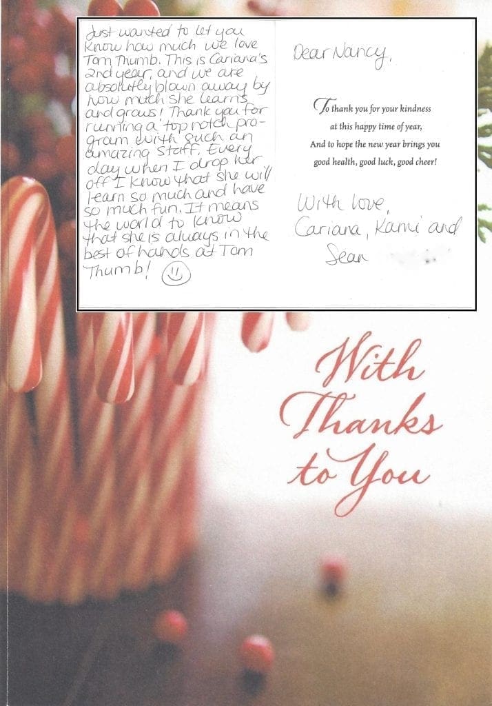 tom thumb thank you note