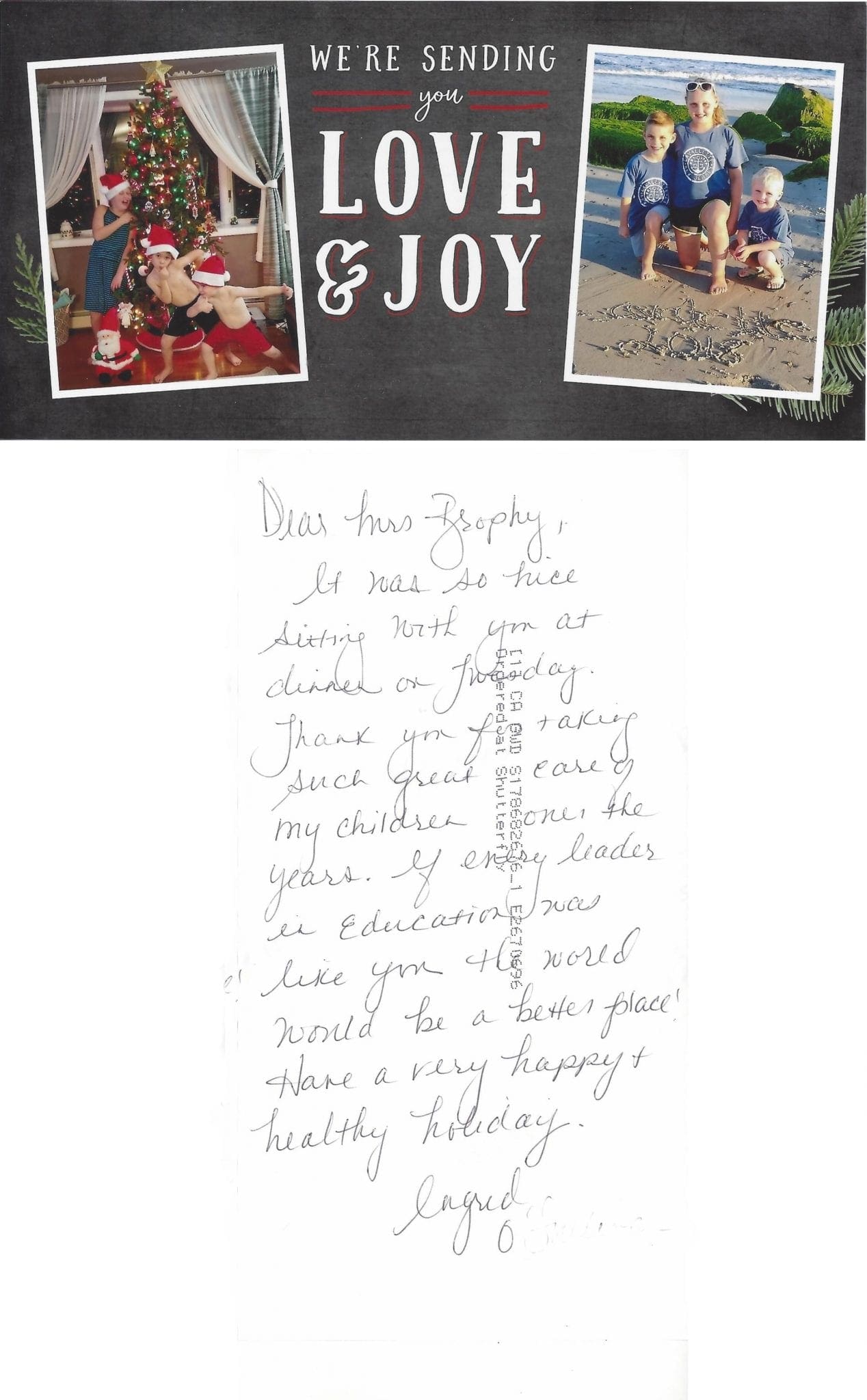 Thank You Note from The O Family