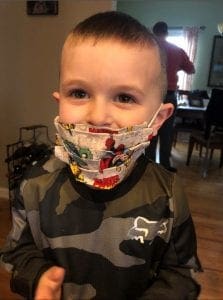 jaxson wearing his mask